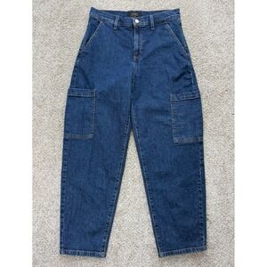 Banana Republic Barrel High Rise Jeans Womens 27/4 Ankle Dark Wash Stretch Denim